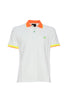 White pique polo shirt with fluorescent collar