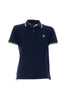 Graphite blue pique polo shirt with fluorescent details