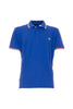 Blue pique polo shirt with fluorescent details