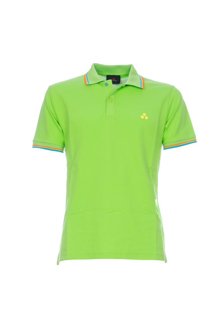 PEUTEREY Polo verde in piquet con dettagli fluo - Mancinelli 1954