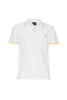 White pique polo shirt with fluorescent details