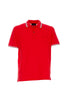 Red polo shirt in stretch cotton pique