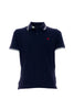 Graphite blue polo shirt in stretch cotton pique