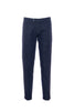 Pantalone chinos “MUCHA-P1C” blu a righe in cotone e lino con risvolto