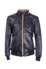 Black-beige reversible leather bomber jacket