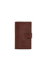 Brown leather credit card holder with pop-up mechanism