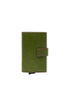 Green leather credit card holder with pop-up mechanism