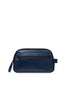 Blue leather beauty case with front pocket