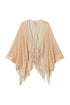 Gold lurex shrug poncho with fringed bottom