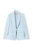 Veste blazer en cady de crêpe bleu clair avec bijoux