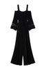 Black jumpsuit in pleated georgette