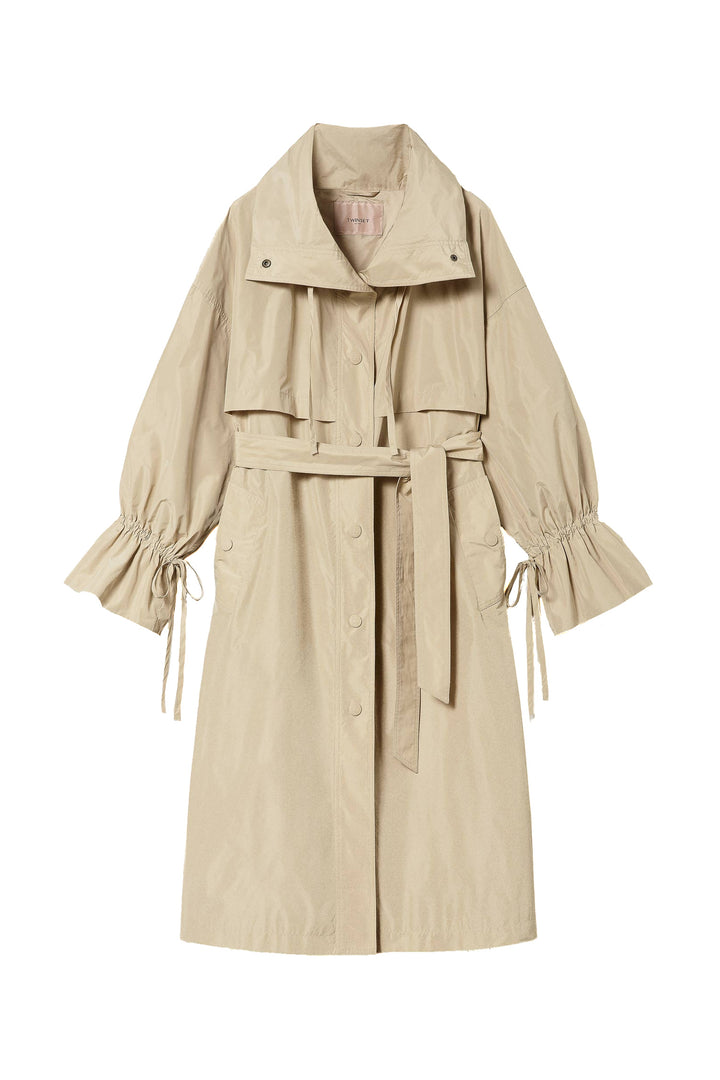 TWINSET Trench beige in taffetà con cintura - Mancinelli 1954