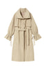 Beige taffeta trench coat with belt