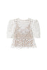 Maglia crochet effetto pizzo bianco neve con maniche balloon