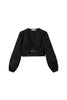 Black cropped blouse in poplin with Oval T