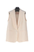 Gilet beige parchment in misto lino con revers a scialle