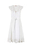 White linen longuette dress with Sangallo embroidery