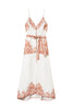 White linen longuette dress with floral print