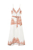 White linen longuette dress with floral print