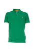 Green cotton pique polo shirt with logo embroidered on the chest