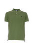 Olive green polo shirt in cotton piqué with logo embroidered on the chest