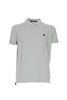 Gray cotton pique polo shirt with logo embroidered on the chest