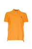 Orange polo shirt in cotton piqué with logo embroidered on the chest