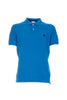 Light blue cotton pique polo shirt with logo embroidered on the chest