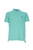 Aqua green cotton pique polo shirt with logo embroidered on the chest