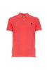 Salmon polo shirt in cotton piquet with logo embroidered on the chest