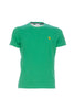 T-shirt verde in cotone con logo ricamato sul petto