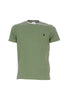 Military green cotton T-shirt with logo embroidered on the chest