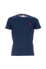 Navy blue cotton T-shirt with logo embroidered on the chest