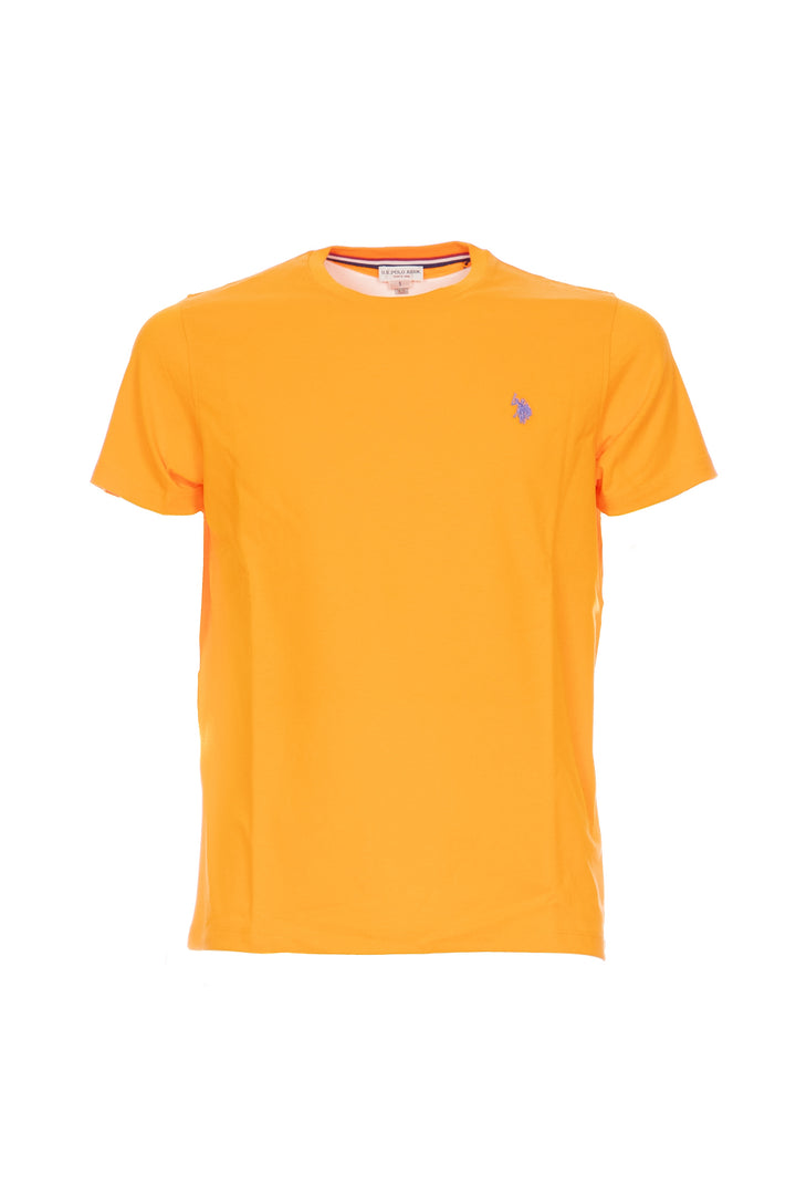 U.S. POLO ASSN. T-shirt arancio in cotone con logo ricamato sul petto - Mancinelli 1954