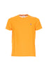 Orange cotton T-shirt with logo embroidered on the chest