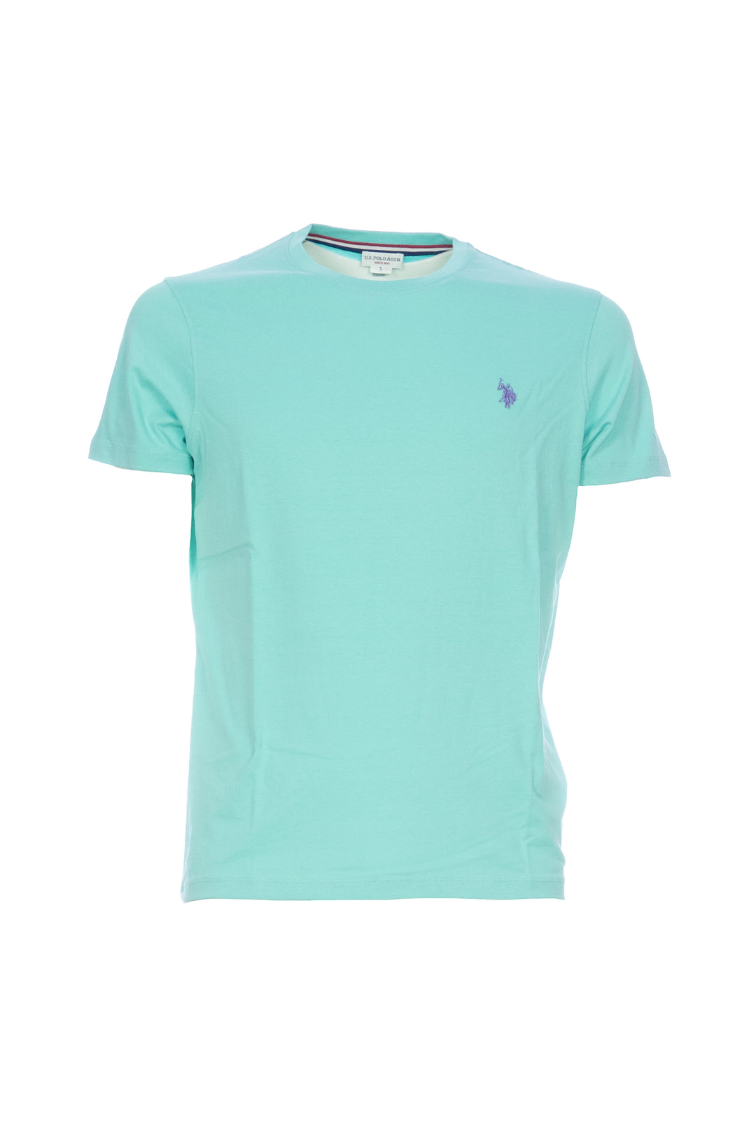 U.S. POLO ASSN. T-shirt verde acqua in cotone con logo ricamato sul petto - Mancinelli 1954