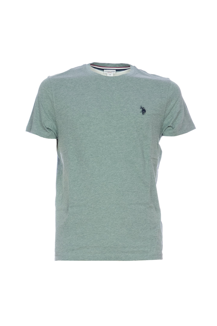 U.S. POLO ASSN. T-shirt verde melange in cotone con logo ricamato - Mancinelli 1954