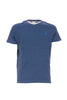 T-shirt en coton bleu chiné avec logo brodé