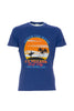 T-shirt blu in cotone con stampa surf