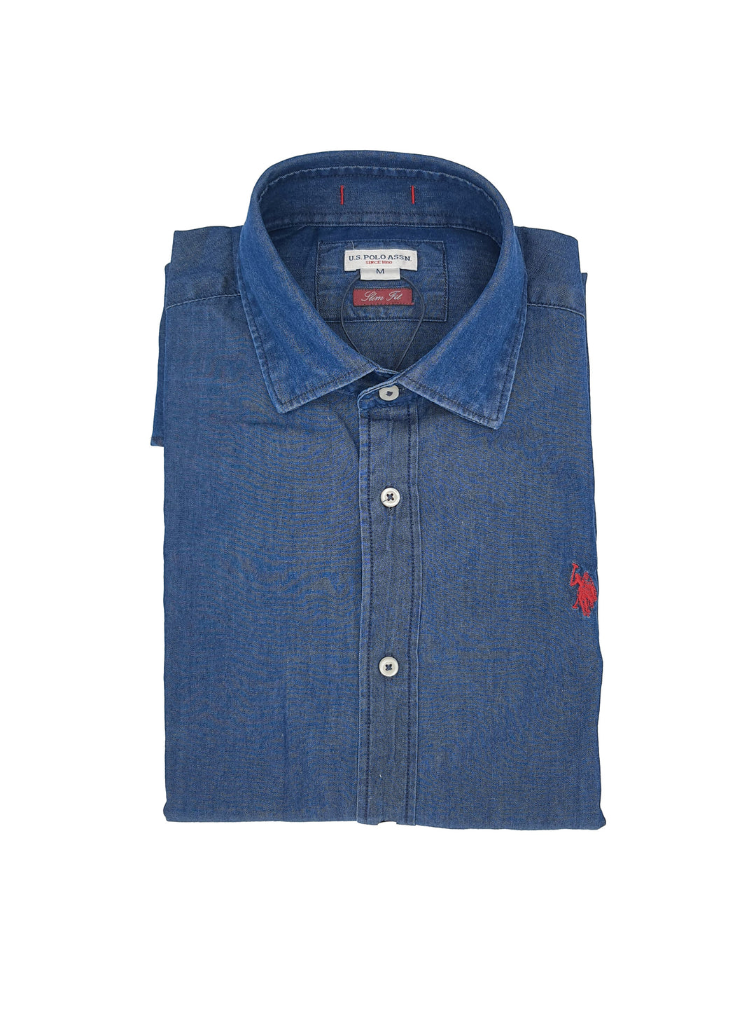 U.S. POLO ASSN. Camicia slim in denim twill con collo francese - Mancinelli 1954