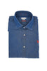 Camicia slim in denim twill con collo francese