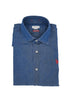 Camicia slim in denim twill con collo francese