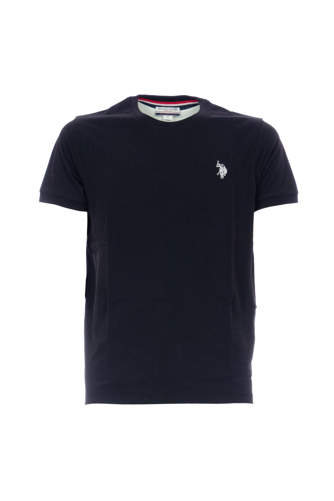 U.S. POLO ASSN. BEACHWEAR T-shirt nera in piquet di cotone con logo ricamato sul petto - Mancinelli 1954