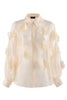 Camicia “Fru” crema trasparente con applicazioni floreali