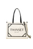 Borsa shopper madreperla in canvas con logo