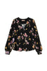 Camicia nera in crêpe de Chine a fiori