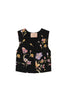 Gilet nero in crêpe de Chine a fiori