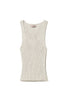 Top neve-oro in maglia di misto lino