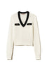 Maglia neve-nera con bottoni Oval T