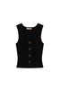 Top nero in maglia con bottoni décor